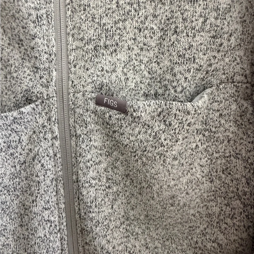 Figs On-Shift Sweater Knit Women's Gray Fleece Jacket $98 sz XL zip scrubs - Picture 5 of 12